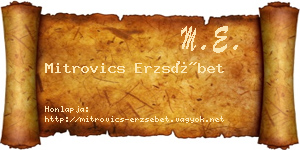 Mitrovics Erzsébet névjegykártya